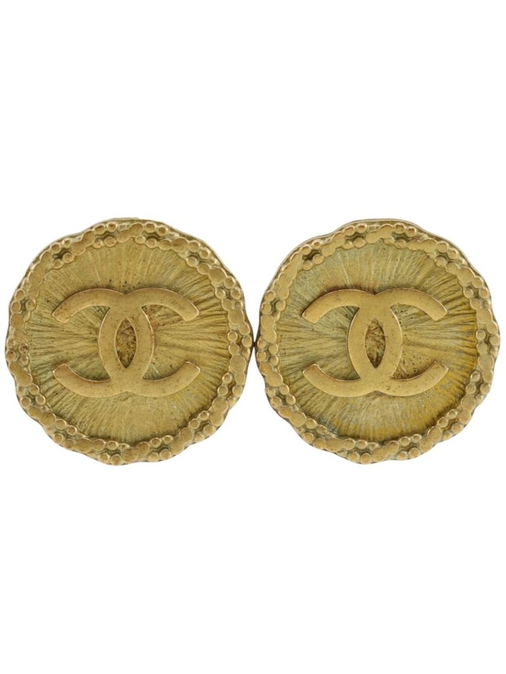 Chanel CC Logo Vintage Gold Plated 95P Earrings